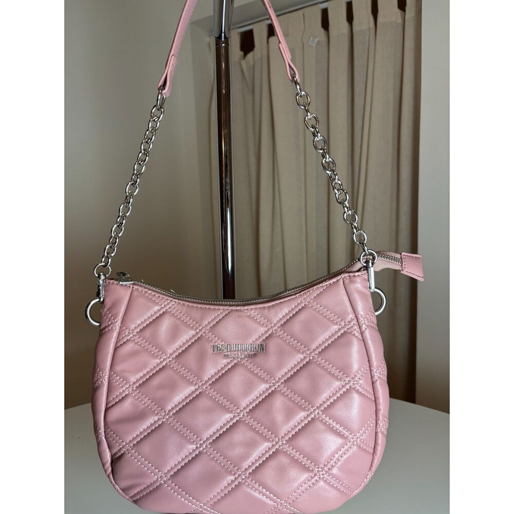 Blush Pink Quilted Leather Crossbody Bag Gold Hardware True Religion